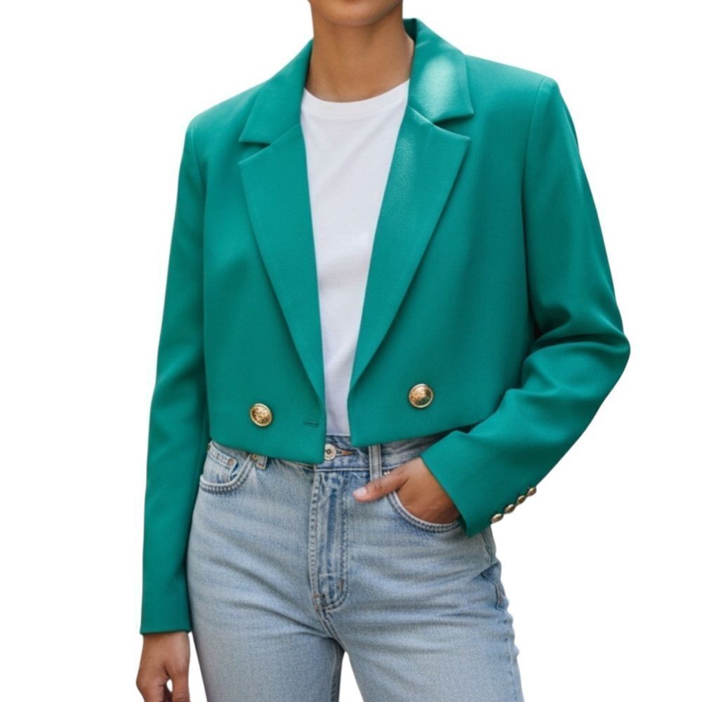 Dramee Green Cropped Blazer(Size 46)